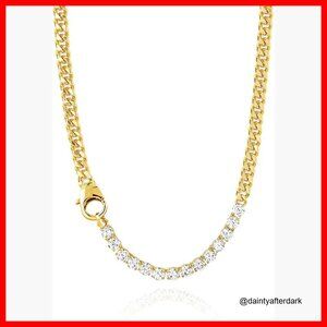 14K Gold Plated Cubic Zirconia Tennis Necklace Bracelet Earrings Set